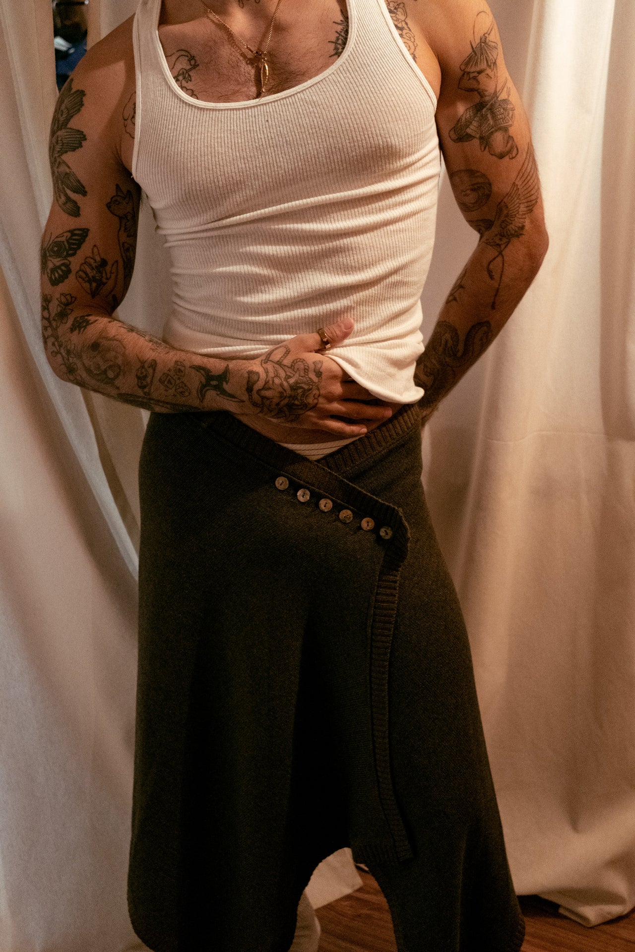 Knit Cotton Wrap Skirt